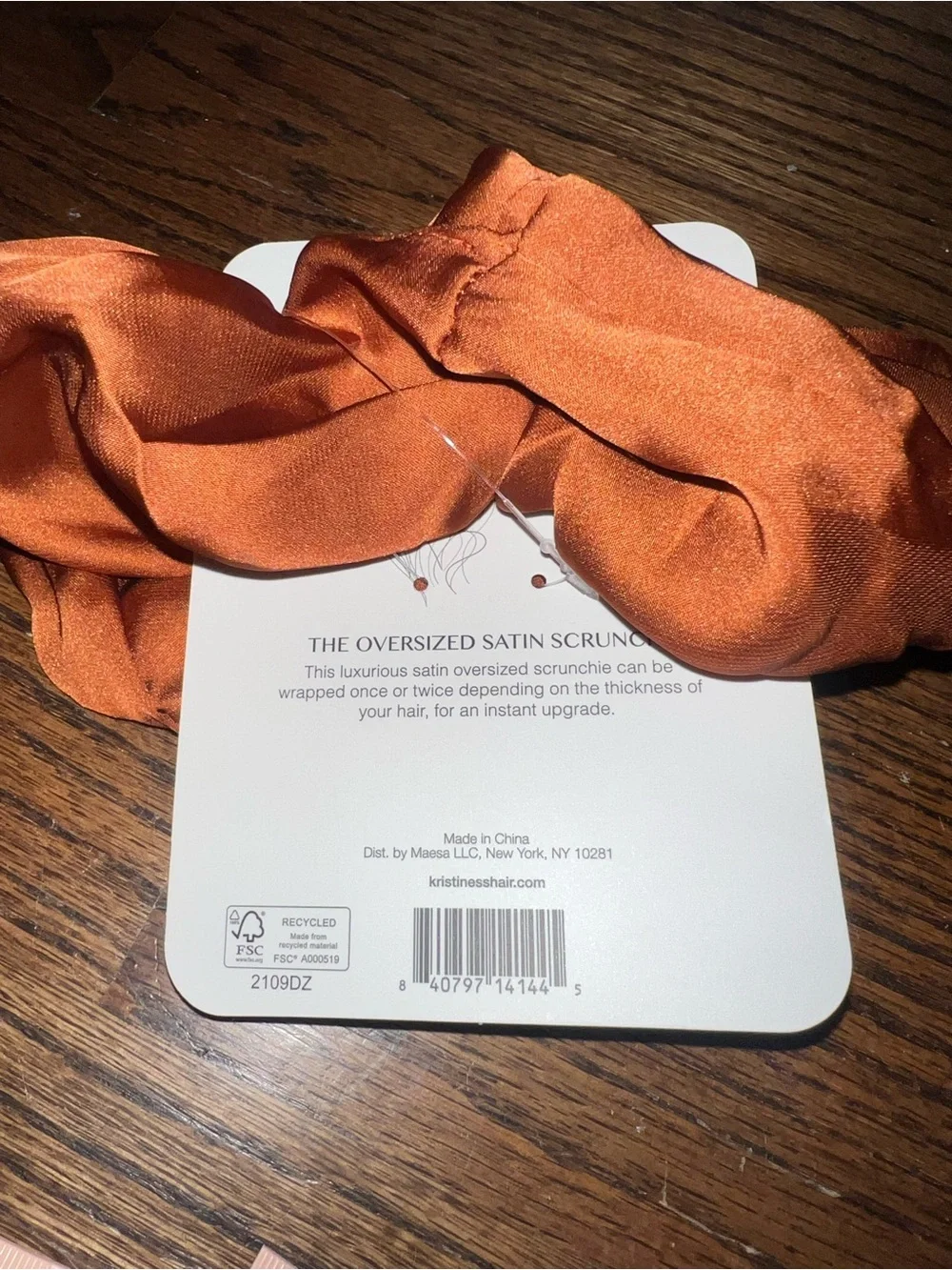 NWT Kristin Ess bundle - Oversized Satin Scrunchie Copper Orange + travel shampo
